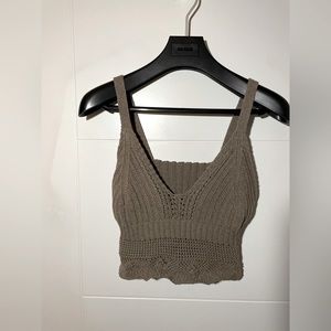 Woven brown crop top OS